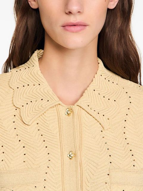 SANDRO zigzag-pattern cardigan - Neutrals