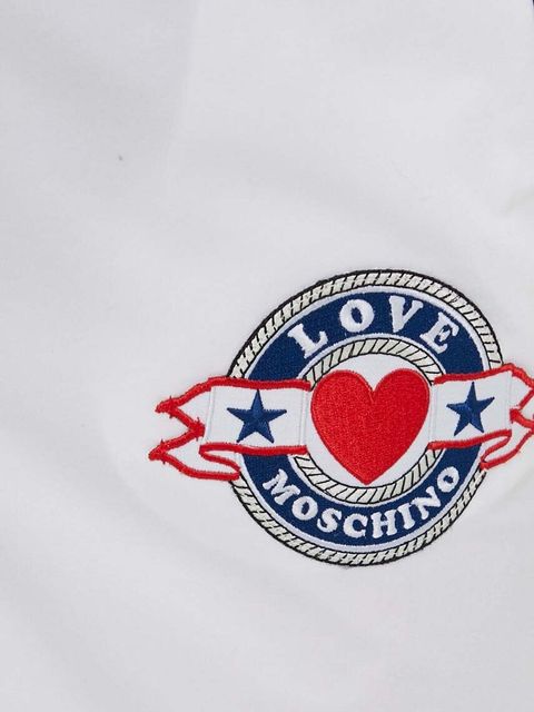 Love Moschino szorty bawełniane kolor biały z aplikacją high waist