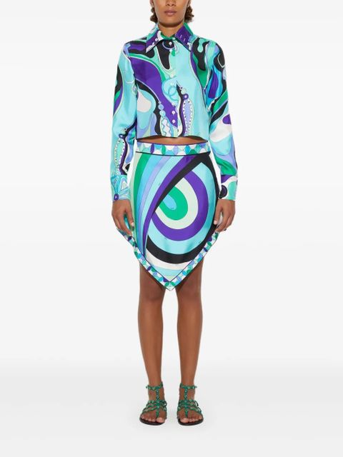 PUCCI abstract-print asymmetric mini skirt - Blue - zdjęcie produktu nr 1