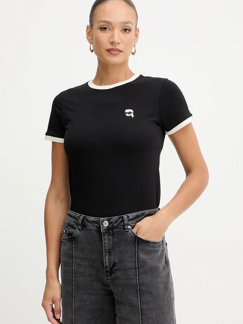 Karl Lagerfeld t-shirt bawełniany IKON damski kolor czarny A3W17078 - zdjęcie produktu nr 1