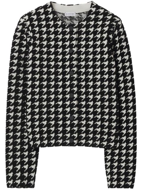 Burberry houndstooth-pattern crew-neck jumper - Black