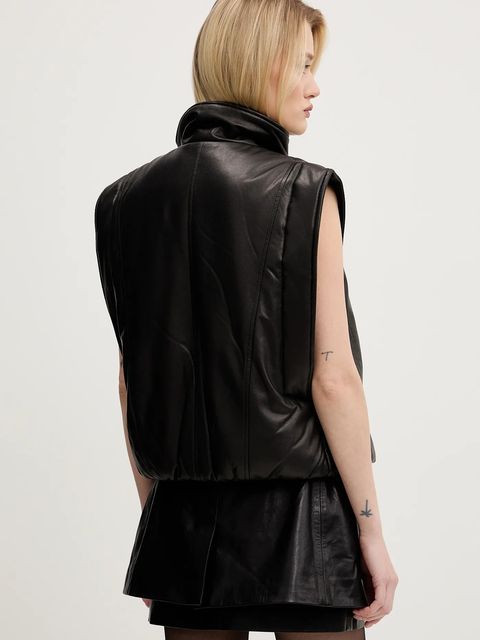IRO bezrękawnik skórzany damski kolor czarny przejściowy WP137DARIO