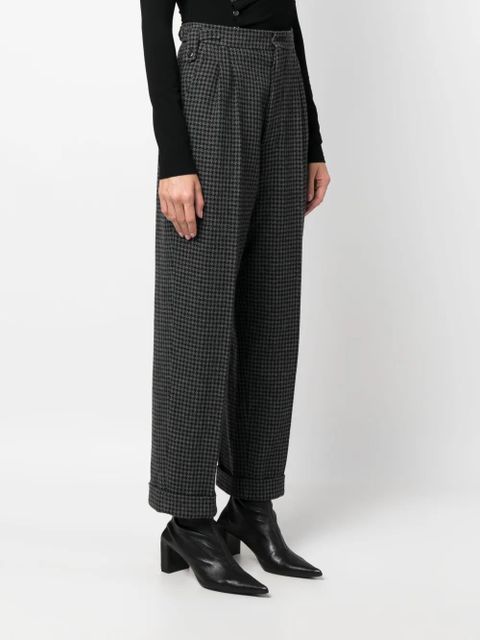 Nanushka houndstooth-pattern cropped trousers - Black