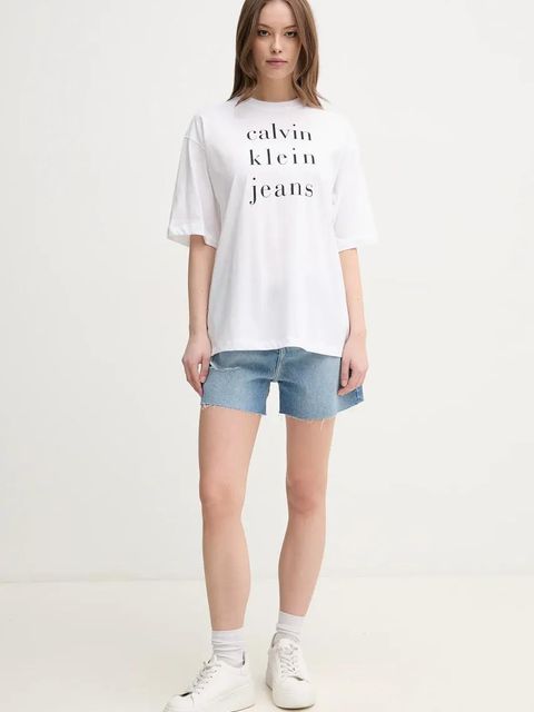 Calvin Klein Jeans szorty damskie kolor niebieski gładkie high waist J20J225159 - zdjęcie produktu nr 2