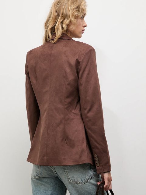 Answear.LAB marynarka kolor brązowy jednorzędowa gładka