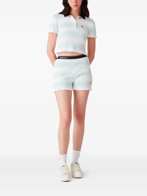 Casablanca striped smocked-detail top - White - zdjęcie produktu nr 2