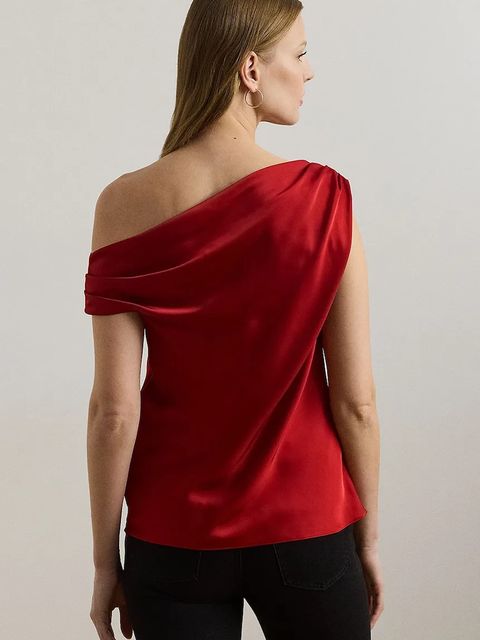 Lauren Ralph Lauren bluzka damska kolor czerwony gładka 200951231