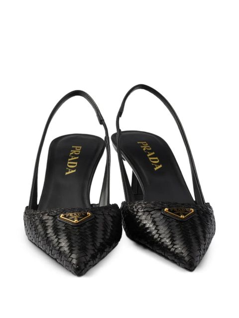 Prada woven strap slingback pumps - Black