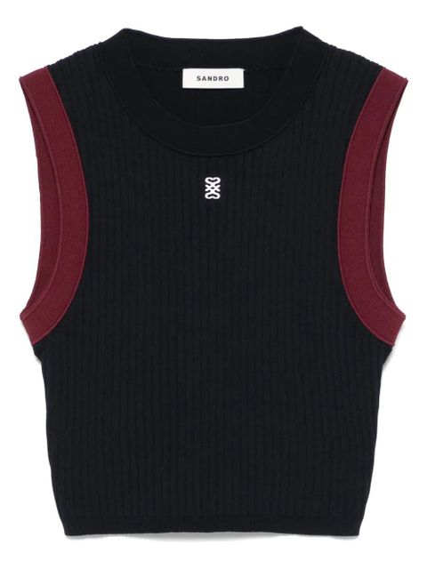 SANDRO cropped knitted top - Blue - zdjęcie produktu nr 1