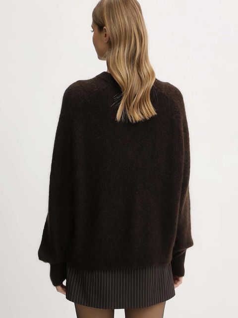 Rotate sweter z dodatkiem wełny damski kolor brązowy ciepły 1146392910