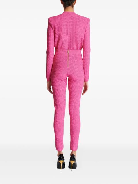 Balmain monogram-pattern leggings - Pink
