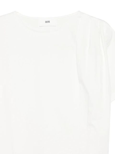 SOLOTRE gathered-trim T-shirt - Neutrals