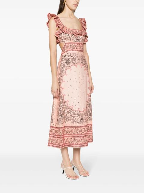 ZIMMERMANN Matchmaker Frilled midi dress - Pink