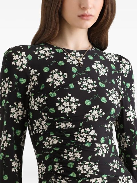 Dolce & Gabbana geranium bouquets-print charmeuse dress - Black