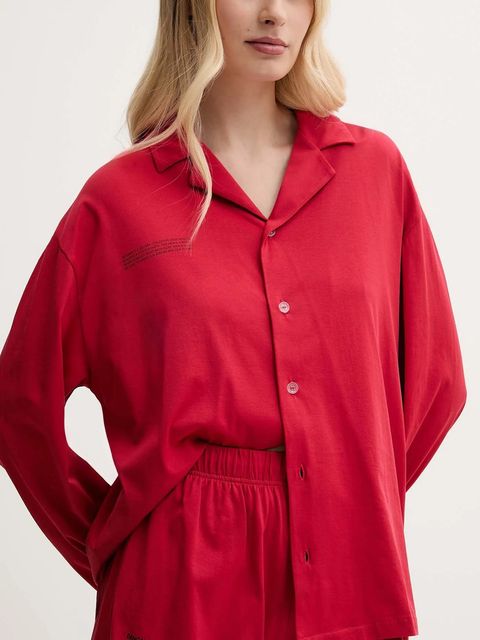 Pangaia piżama bawełniana damska kolor czerwony bawełniana 10002463