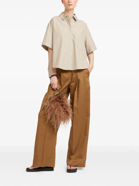 Yves Salomon striped short-sleeve poplin shirt - Neutrals - zdjęcie produktu nr 2