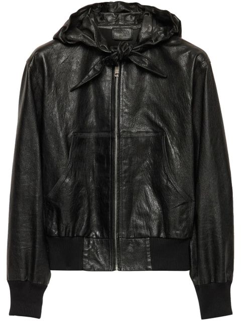 Prada hooded leather jacket - Black - zdjęcie produktu nr 1