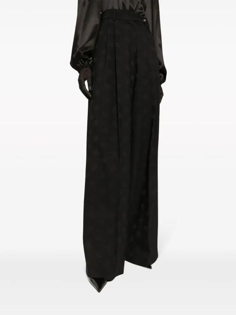Dolce & Gabbana logo-jacquard wool palazzo pants - Black