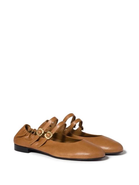 Miu Miu ruches nappa-leather ballerinas - Brown - zdjęcie produktu nr 2