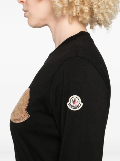 Moncler logo-patch long-sleeve top - Black