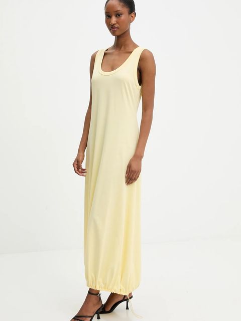 Answear.LAB sukienka kolor żółty midi prosta