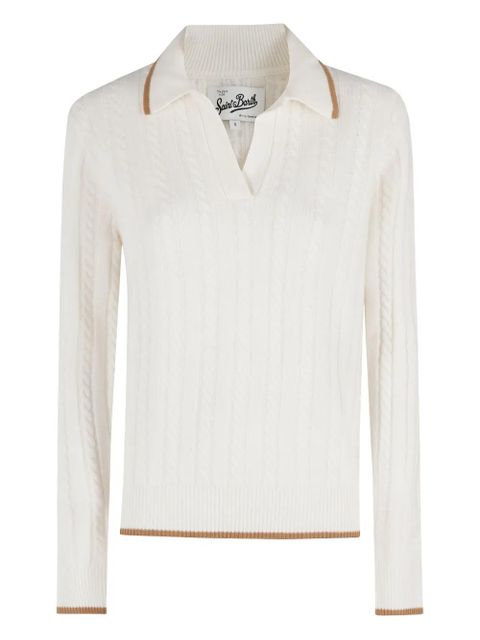 MC2 Saint Barth cable-knit collared sweater - Neutrals - zdjęcie produktu nr 1