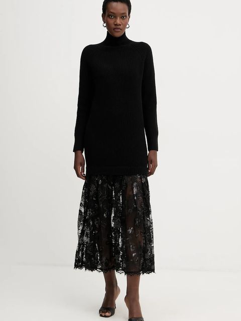 ERMANNO Firenze sukienka z dodatkiem wełny kolor czarny maxi prosta 57TQ013E56 - zdjęcie produktu nr 1