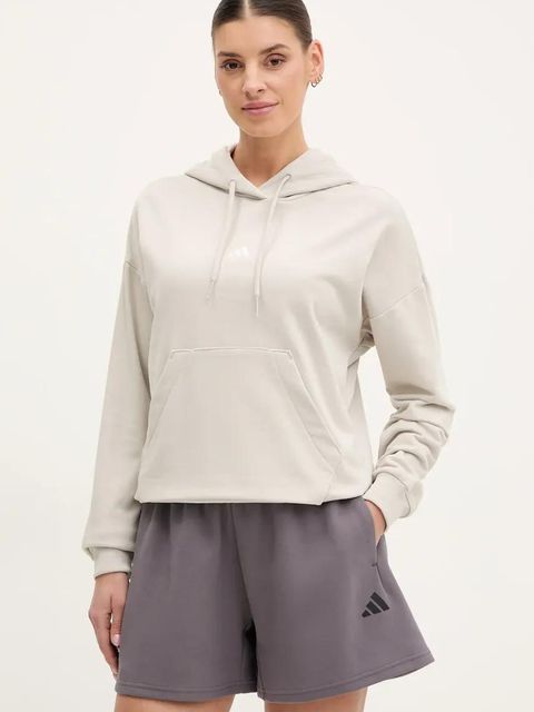 adidas bluza Essentials damska kolor beżowy z kapturem gładka JC5934 - zdjęcie produktu nr 1