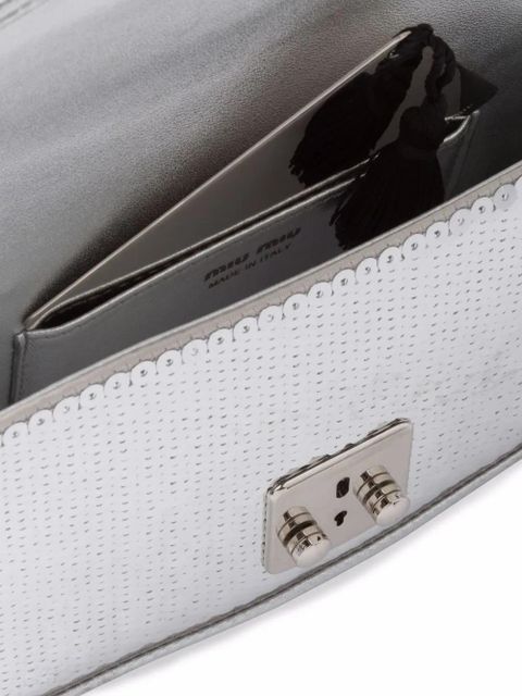 Miu Miu Confidential sequin-embellished leather bag - Silver