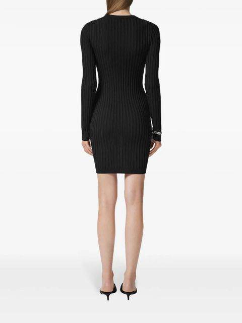 Versace Safety Pin ribbed-knit mini dress - Black