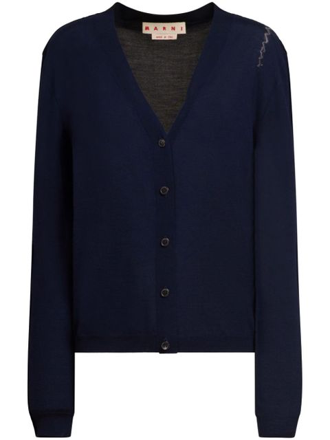 Marni logo-embroidered cardigan - Blue - zdjęcie produktu nr 1