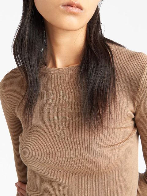 Prada logo-intarsia wool jumper - Brown
