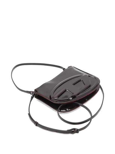 Diesel patent-leather logo shoulder bag - Black