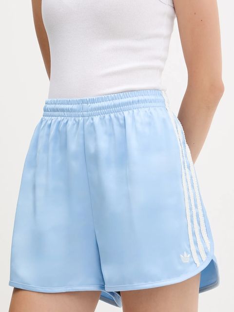 adidas Originals szorty Ruffle Shorts damskie kolor niebieski gładkie high waist KC8817 - zdjęcie produktu nr 1