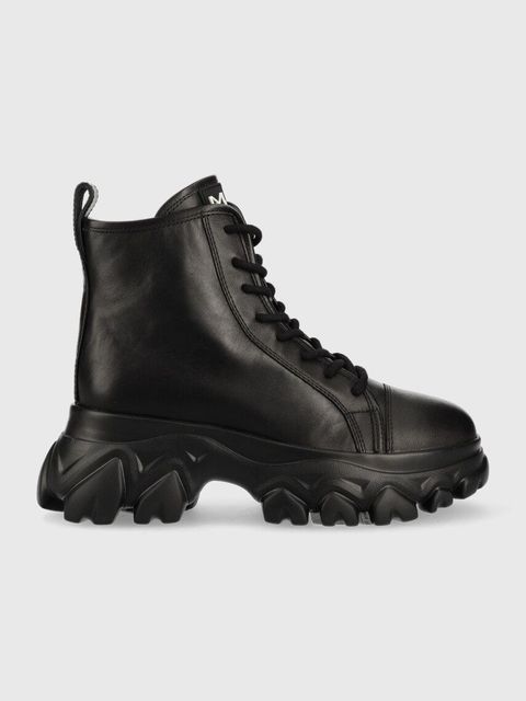 Miss Sixty workery skórzane damskie kolor czarny na płaskim obcasie