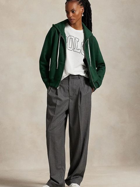 Polo Ralph Lauren bluza damska kolor zielony z kapturem gładka 211971699