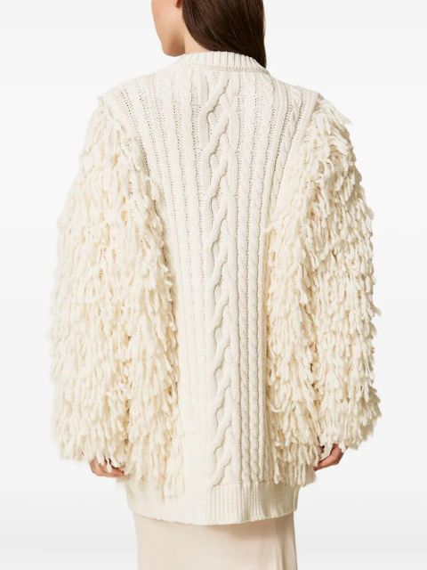 TWINSET cable-knit fringed cardigan - Neutrals