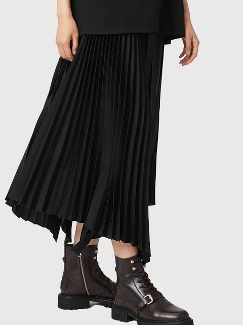 AllSaints workery skórzane Tori Boot damskie kolor brązowy na płaskim obcasie W119FB