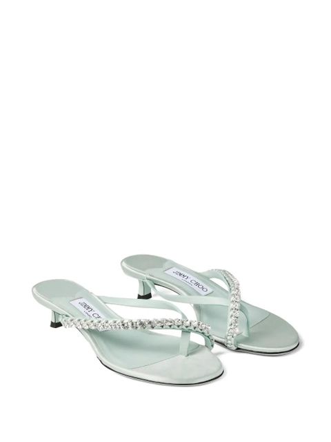 Jimmy Choo 35mm crystal-embellished heeled mules - Green - zdjęcie produktu nr 2