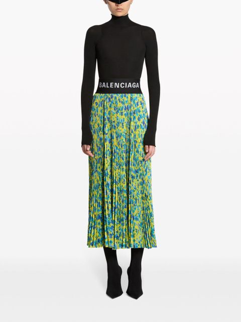 Balenciaga floral-print pleated midi skirt - Blue - zdjęcie produktu nr 2