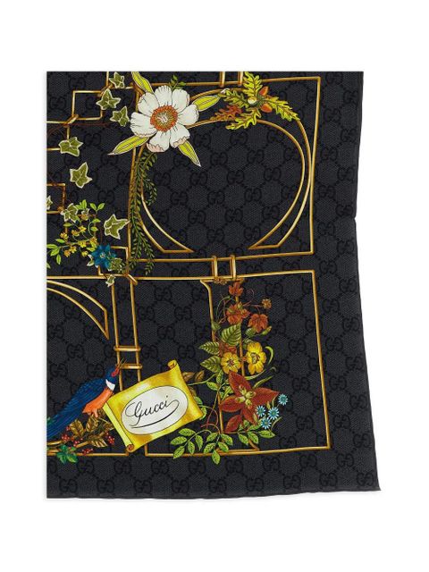 Gucci printed silk scarf - Black - zdjęcie produktu nr 1