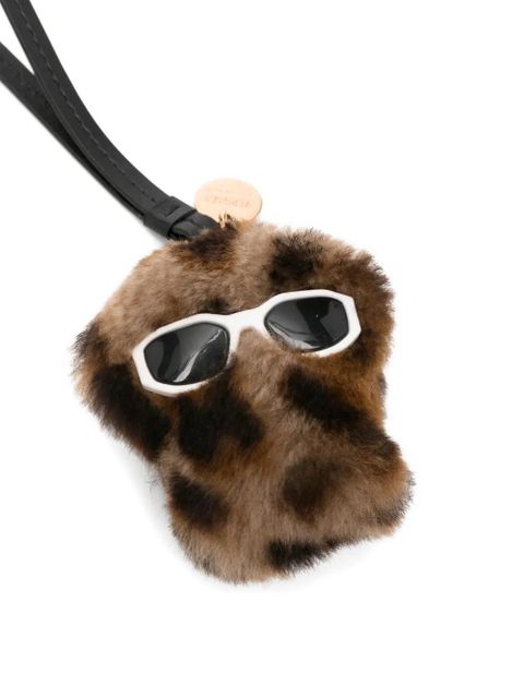 Versace leopard-print textured keyring - Brown