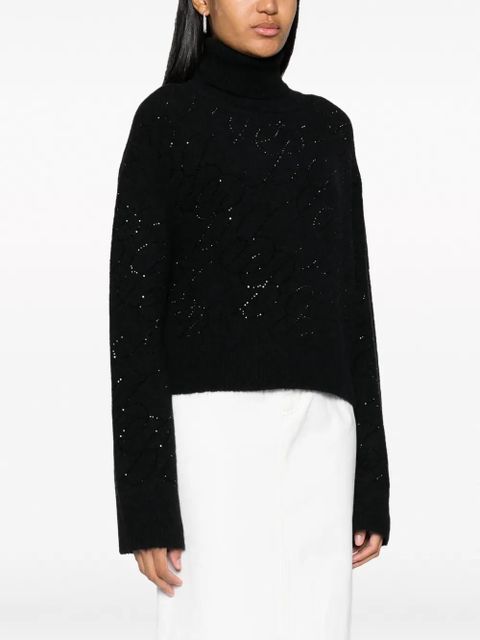 Blumarine crystal-embellished knitted jumper - Black
