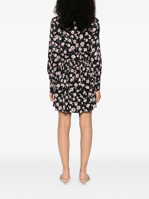 TWINSET floral-print V-neck mini dress - Black