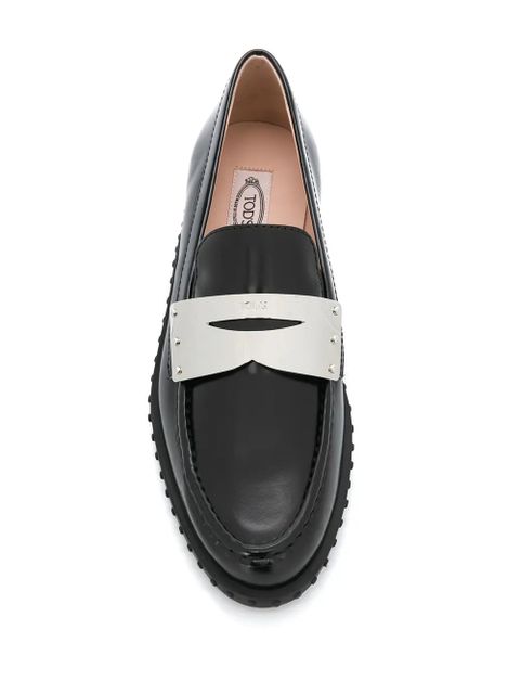 Tod's contrast penny bar loafers - Black