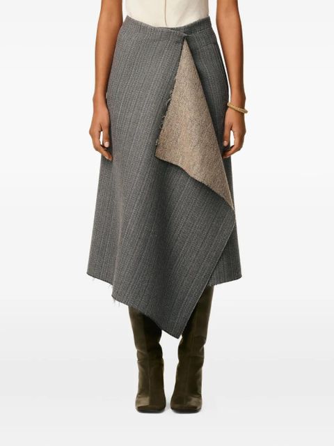 AMI Paris wool herringbone wrap midi skirt - Grey