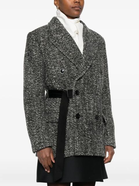 ISABEL MARANT buckle-detail buttoned tweed jacket - Black