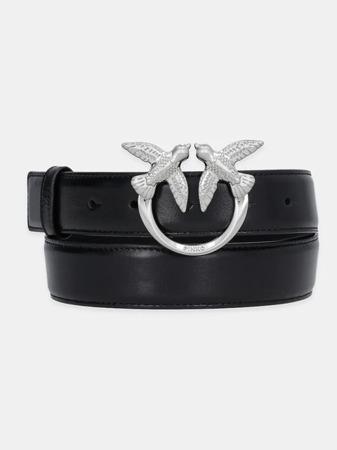 Pinko pasek skórzany damski kolor czarny 100125 A2M4 - zdjęcie produktu nr 1