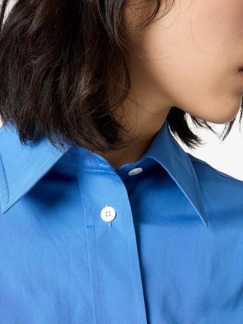 Miu Miu logo-embroidered front-pockets shirt - Blue
