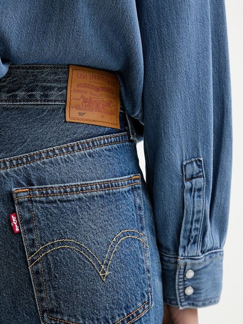 Levi's koszula jeansowa damska kolor niebieski regular z kołnierzykiem klasycznym